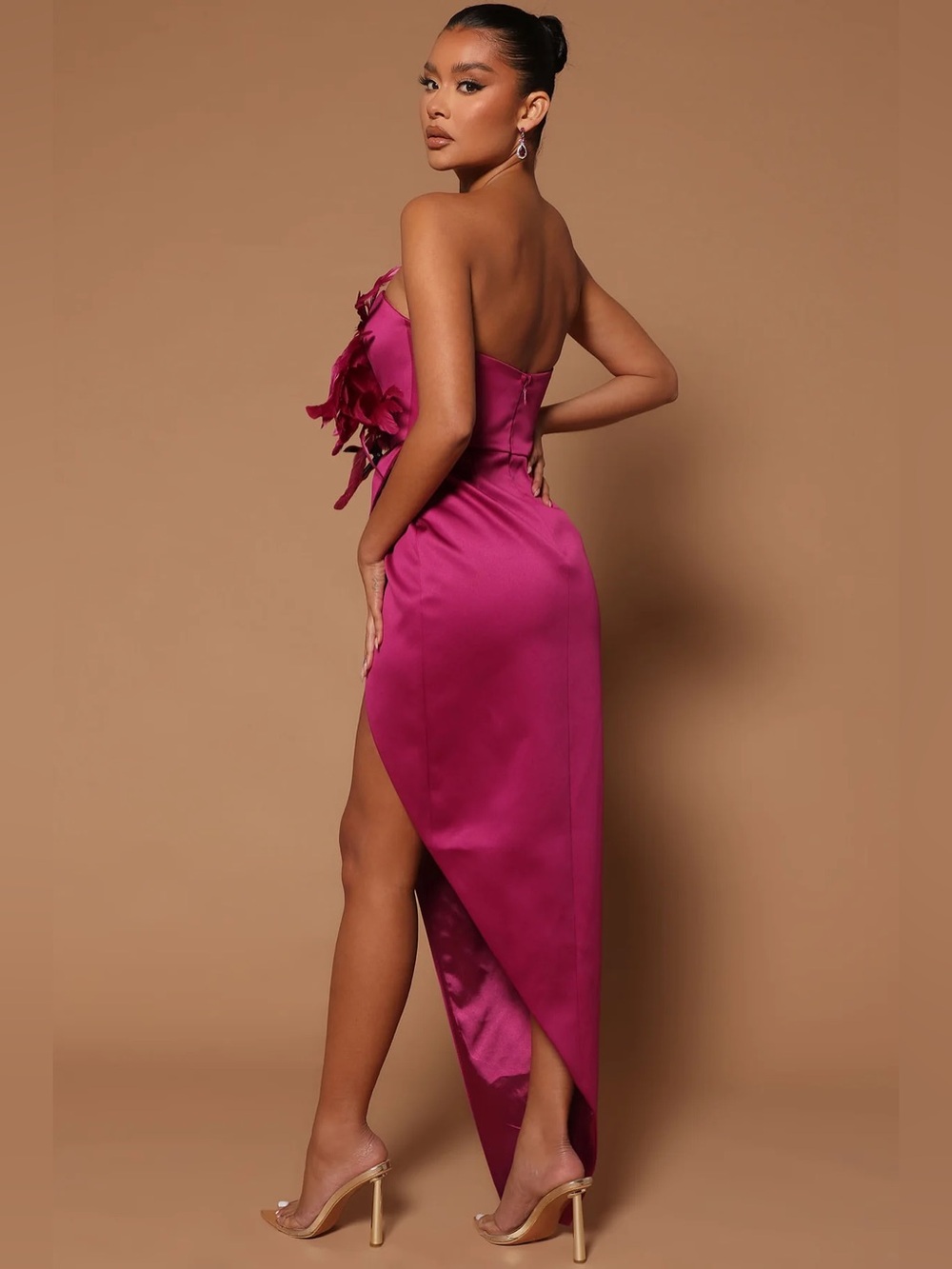 Jaqueline Asymmetrical Maxi Dress - Raspberry - Picture 1 of 5